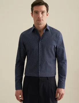 Slim Flanellhemd Druck Blau 37 - Seidensticker.com - FashionsVida