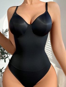 Pieza Camiseta sin costuras con copa fija, panty triangular y cinturilla moldeadora para mujer