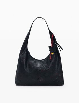 Bolso mediano troquelado mariposa, Mujer, Poliuretano, Negro, U