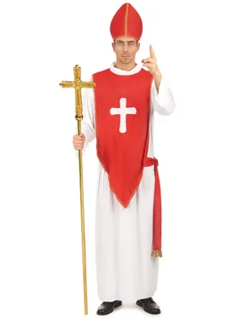 Kardinal Herren-Kostüm rot-weiss - male - KARNEVAL-MEGASTORE - FashionsVida