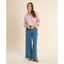 Camisa de mujer de manga larga ajustable con estampado