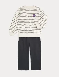 Piece Cotton Rich Striped Sweatshirt Outfit (2-8 Yrs) Cream Mix male