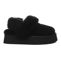Womens Ever Au Women Fantail Leather Slippers With Two Removable Straps - Black Suede - Size Uk 4