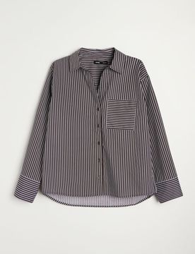 Camicia a righe con misto cotone - marrone scuro