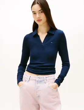 TJW SLIM ESSENTIAL RIB LS POLO female