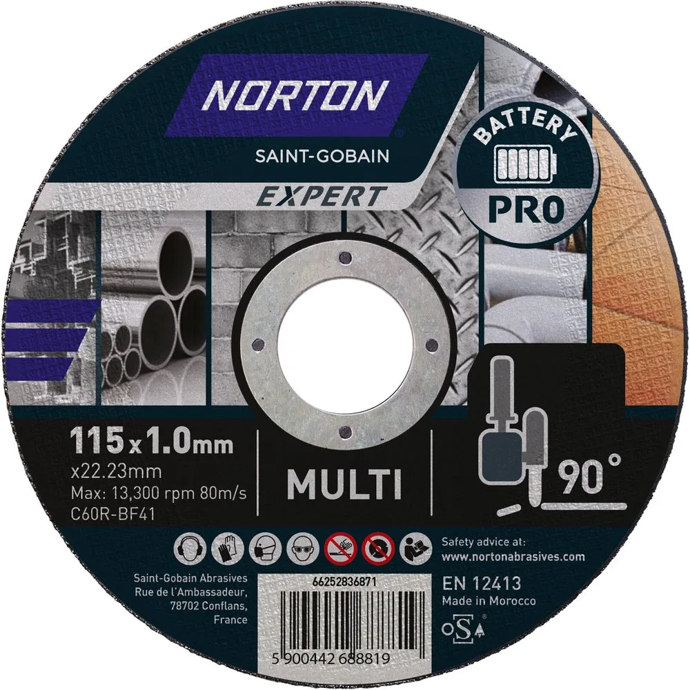 Discos Pro de Corte para Multimateriales con Amoladoras Angulares a Batería - NORTON EXPERT - FashionsVida