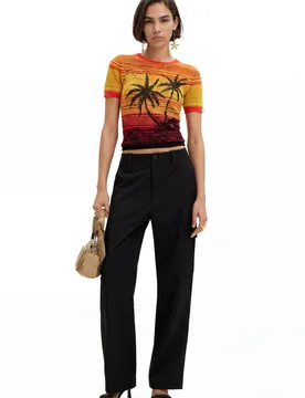 T-shirt maille palmiers ORANGE XL female - Desigual - FashionsVida