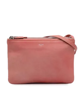Women's Preloved Small Lambskin Trio Crossbody Bag in Pink - Pink - Size: One Size - Celine - FashionsVida