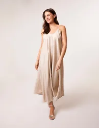 V Neck Diamante Dress - S/M / STONE - female