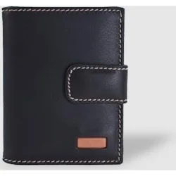 Cartera de piel marrón con cierre de broche
