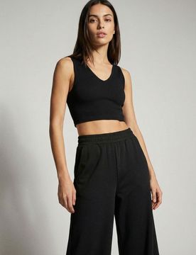 Sinsay - Crop top in cotone - nero