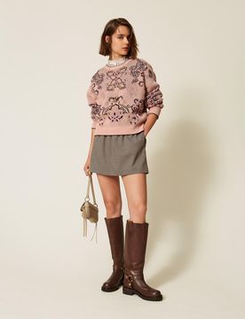 Pull en laine mélangée jacquard
