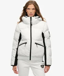 Superdry Damen Skibomberjacke mit Kapuze White - Größe: 38