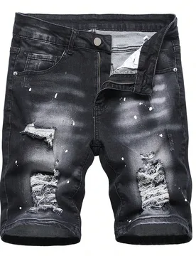 Pantalones cortos vaqueros desgastados informales para hombre de talla grande, estilo urbano, para salir, pasar el rato y vacaciones, estilo emo - Shein - FashionsVida