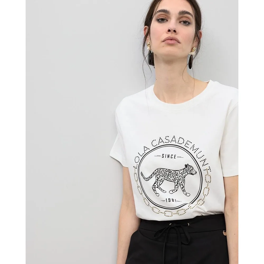Camiseta de mujer rosco con strass - Lola Casademunt - FashionsVida