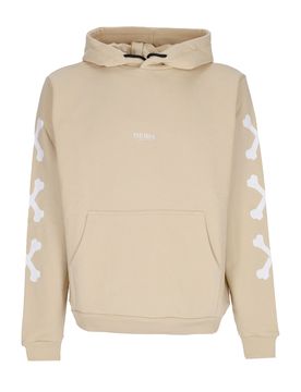 Felpa Leggera Cappuccio Uomo Cross Bones Hoodie Beige/white