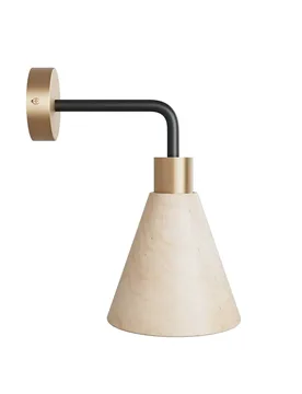 Cables Lampe Fermaluce Avec Abat-jour Conique En Bois Et Extension Incurvée Sans Ampoule Satin Brass One Size - Creative - FashionsVida