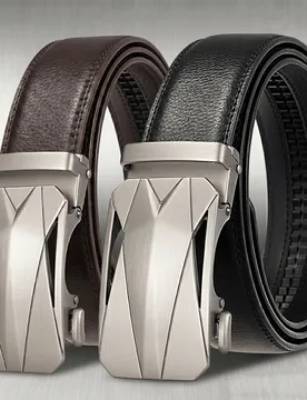 Cinturón ajustable con hebilla automática de aleación para hombre, cinturón de temporada, cinturón de cuero PU con hebilla automática de metal c - Shein - FashionsVida