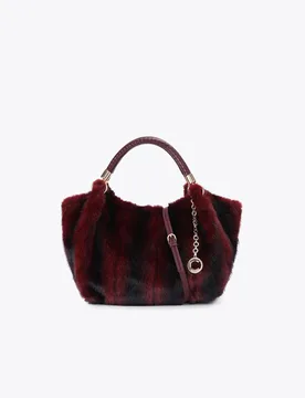 Faux Fur Mini Cross Body Bag Red Mix female - Carvela - FashionsVida