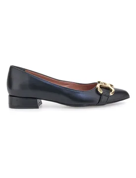 Ballerine nere con punta sfilata e catena oro 3313 36 - PITTARELLO GLAM - FashionsVida