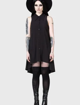 Gothic Kurzes Kleid - Olde Night Dress - XS bis S - für Damen - Größe S - schwarz - Frauen - female - KIHILIST by KILLSTAR - FashionsVida