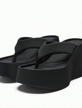 Sandalias de plataforma con cuña para mujer, cómodas y de suela gruesa para el verano, de moda [Ejemplo de talla 36: Aprox. 690g por par] - Shein - FashionsVida