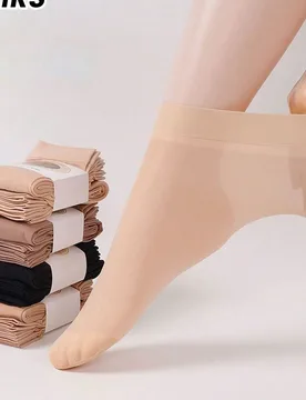 Pares de medias transparentes para mujer, color nude, fibra de núcleo hilado, delgadas de terciopelo, duraderas, para verano - Shein - FashionsVida