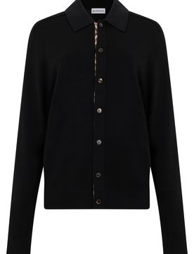 Men's Long-Sleeve Wool Polo Shirt with Button Front