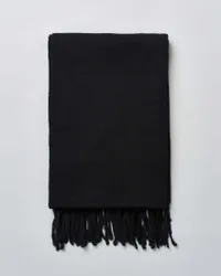 Stola nera con frange sul fondo in tessuto effetto mohair