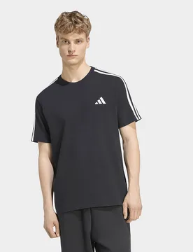 Mens T-shirt Essentials 3-stripes In Jersey, Con Logo Sul Petto A Sinistra - Nero, nero nero Uomo taglia 2XL - Adidas - FashionsVida
