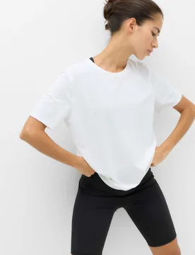 Round Neck Mesh Relaxed T-shirt White female - Goodmove - FashionsVida