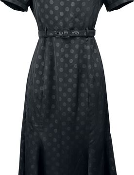 Rockabilly Kleid lang - Iris Polka Dot Dress - XS bis XL - für Damen - Größe XS - schwarz - Frauen - female