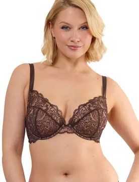 Women's Sierra Brown Embroidery 'Plunge Bra' Size: 36F - Brown - Size: 36F - Playful Promises - FashionsVida