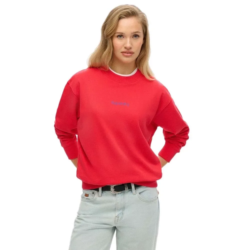 Felpa Core Logo City Loose Hyper Fire Pink S - Superdry - FashionsVida