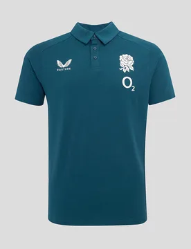 Women's England Rugby 25/26 Travel Short Sleeve Polo - Reflecting Pond REFLECTING POND 14 female - Castore - FashionsVida