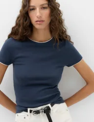 Cotton Rich Double Layer T-Shirt Navy female