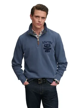 Felpa Con Mezza Zip Tonal Lauren Navy S - Superdry - FashionsVida
