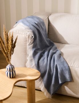 Coperta con frange - blu scuro