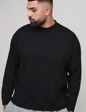 Men's Plus Oversized Super Heavy Premium Long-Sleeved T-Shirt Black Size 4X-Large Black 4XL - boohooMAN - FashionsVida