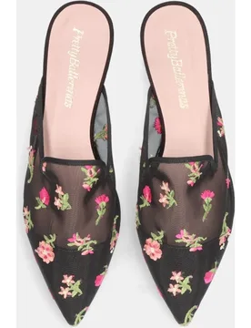Mules Ella de mujer en red con flores - Pretty Ballerinas - FashionsVida