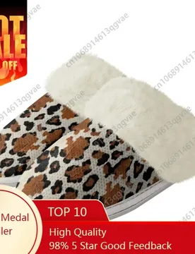 Christmas Leopard Print Elk Head Slippers Mens Womens Home Cotton Plush Bedroom Keep Warm Custom Thermal Lightweight Slipper - Aliexpress - FashionsVida