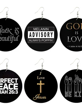 SOMESOOR Black Advisory Beautiful Wooden Drop Earrings I Love God Jesus Christian Sayings Printed Loops Dangle Jewelry For Women - Aliexpress - FashionsVida