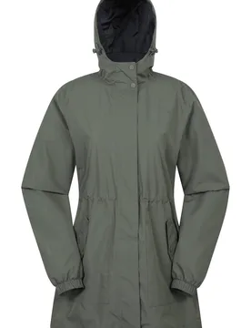 Women's ’Rainfall’ Waterproof Breathable Taped Seams Rip Stop Fabric Jacket in Khaki Size: 6 - Khaki - Size: 6 - Mountain Warehouse - FashionsVida