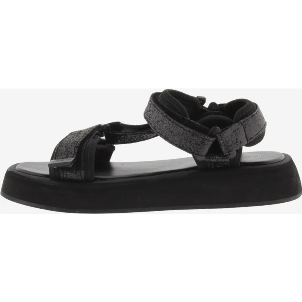 Chanclas de mujer negro brillo con tiras adherentes - Victoria - FashionsVida