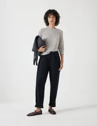 Pure Cotton Pull On Jack Barrel Trousers Black female