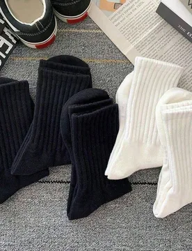 Pares de calcetines deportivos neutros, adecuados para entrenamiento/negocios/otoño & invierno, calcetines largos para mujer, antibacterianos, negro/ - Shein - FashionsVida