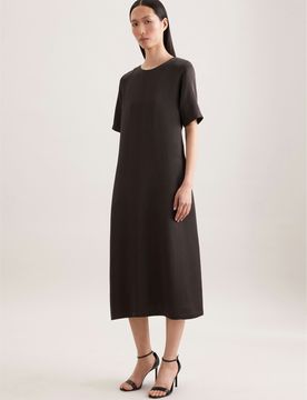 Shirtkleid in A- Linie aus Leinen Mix Braun 40
