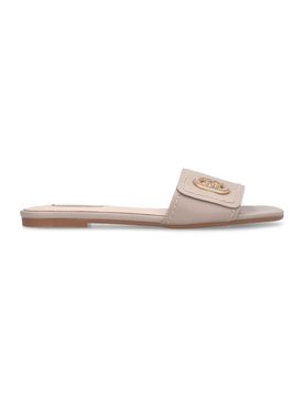 Ciabatte Donna Sandy 03 in Pelle con Logo Beige Eleganti SA6127P0102S3951