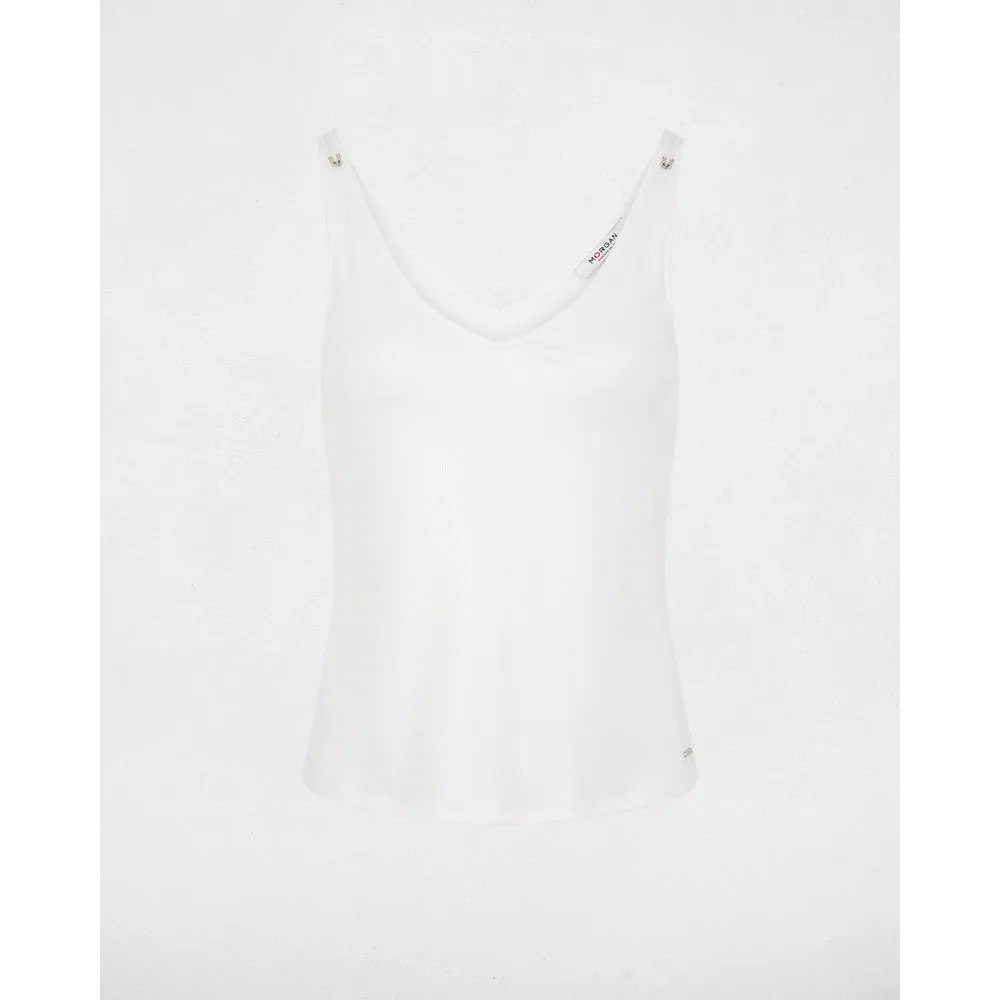 Top de mujer brillante con escote pico - Morgan - FashionsVida