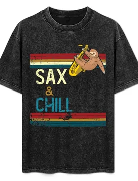 SAX & CHILL VINTAGE SLOTH T-Shirt Plus Size Workout Short Sleeve Top - Aliexpress - FashionsVida